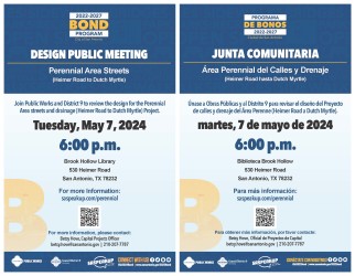 Design Public Meeting for 2022 - 2027 Bond Project: Perennial Area Streets / Perennial Drive Area Drainage