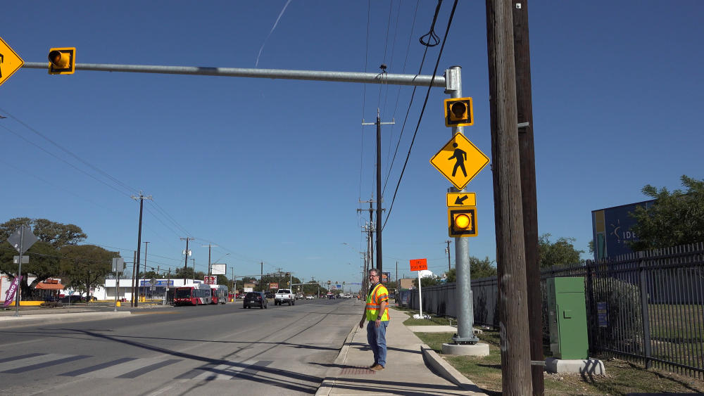 flashing beacon is activated at WW White Road