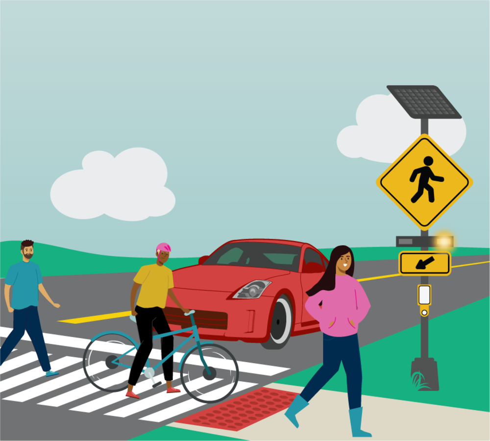 car stopping at crosswalk