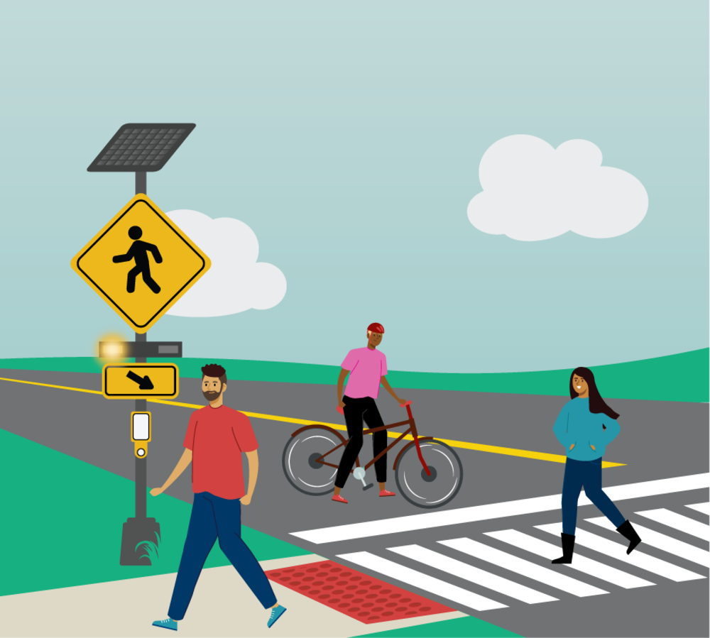 people using a crosswalk