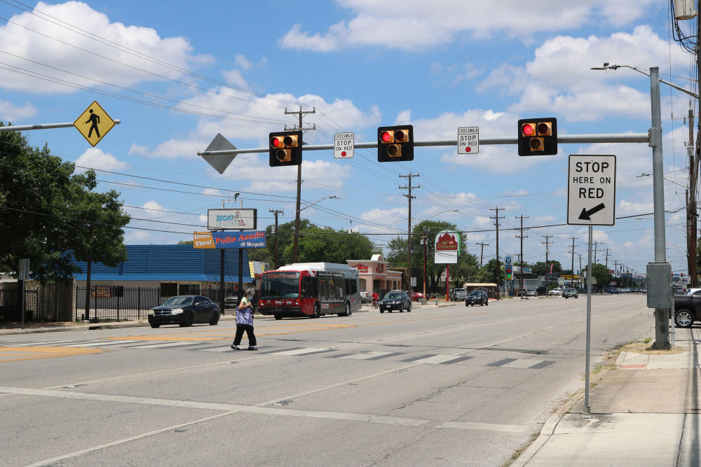 elderly woman crossing fredericksburg road