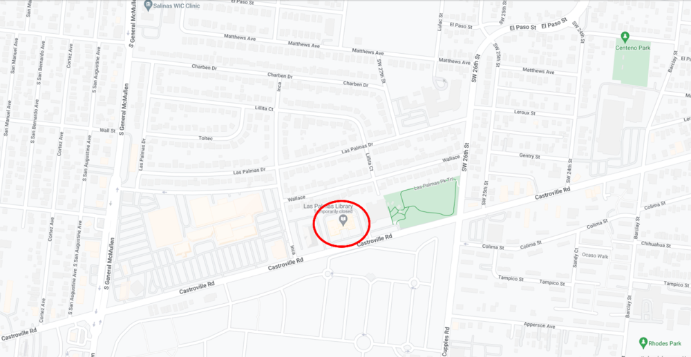 Map of the Las Palmas and Greater Gardendale area of San Antonio, Texas. A red circle indicates the project site location at 515 Castroville Rd, San Antonio, Texas 78237. 