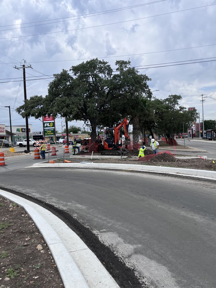 N. New Braunfels Raised Medians electrical conduit installation for pedestrian signals  North View