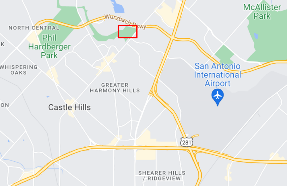 Map with Walker Ranch park location highlighted by a red square shape.